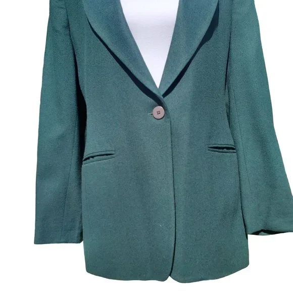 Vintage Jones New York Forest Green Wool Blazer Size 6 - Picture 3 of 10